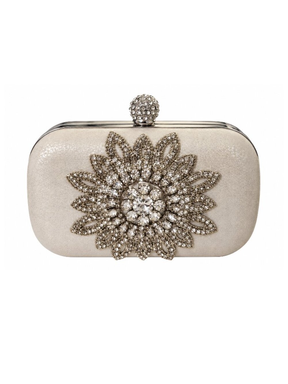 Ivory Rhinestone Flower Bridal Clutch Wedding Evening Bag